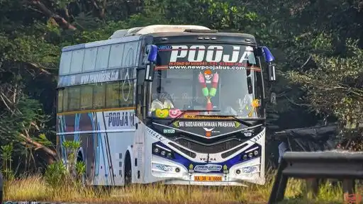 New Pooja Travels BRP Bus-Front Image