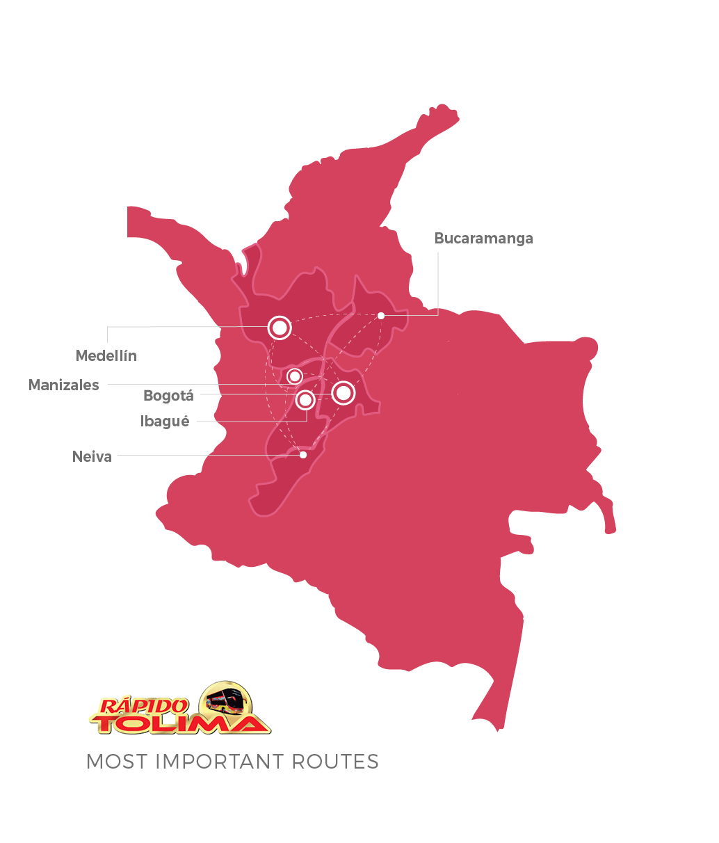 Rapido Tolima destinations