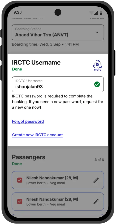 Enter IRCTC Username