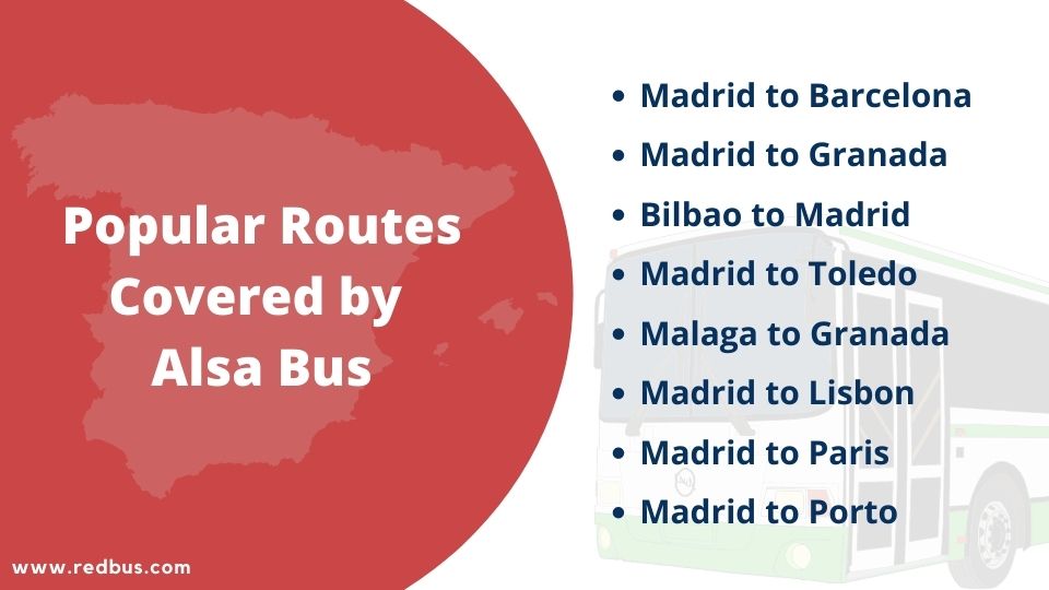 Popular Bus Routes covered by Alsa Buses
